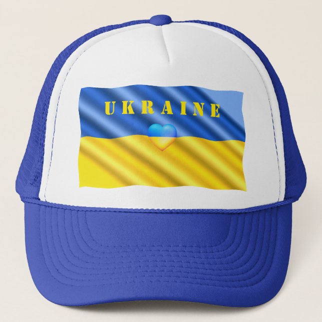 Ukraine - Support - Peace Freedom - Ukrainian Flag Trucker Hat (Front)