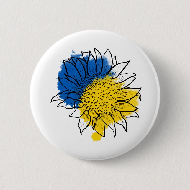 Ukraine Support Sunflower 6 Cm Round Badge (Front)