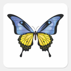 Ukraine Swallowtail Butterfly Flag Sticker