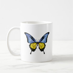 Ukraine Swallowtail Butterfly Flag Sticker Coffee Mug