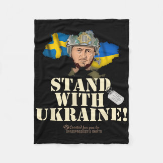 Ukraine Sweden Flags Dog Tag Zelenskyy Stand With Fleece Blanket