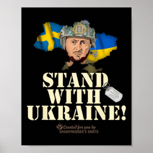 Ukraine Sweden Flags Dog Tag Zelenskyy Stand With  Poster
