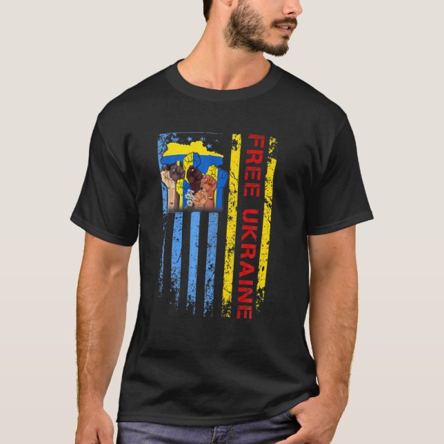 Ukraine T Ukrainian Flag Lover Support Free Ukrain T-Shirt (Front)