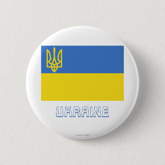 Ukraine Traditional Flag with Name 6 Cm Round Badge