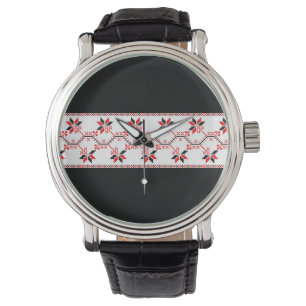 ukraine traditional folk motif ethnic geometric fl watch