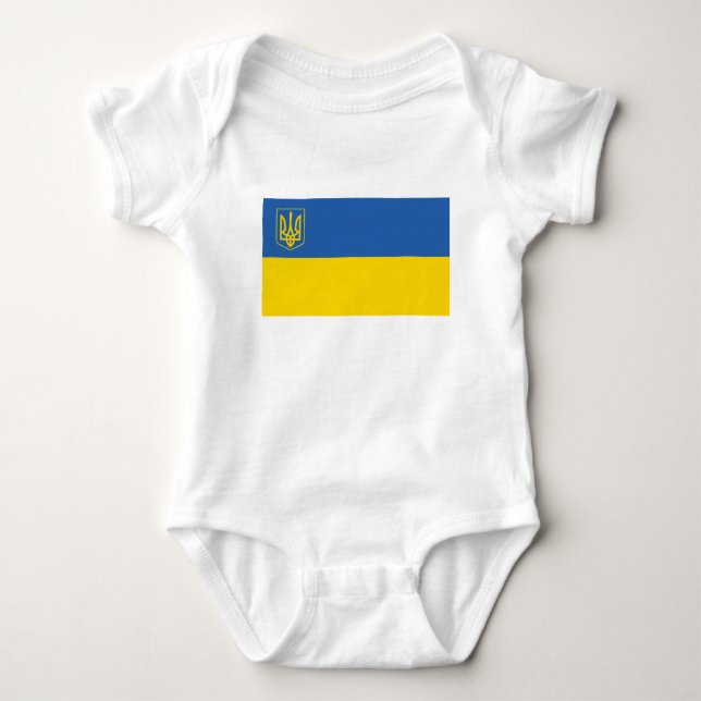 Ukraine Trident Flag Baby Bodysuit (Front)