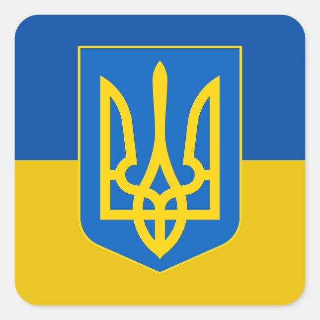 Ukraine Trident Flag Square Sticker (Front)
