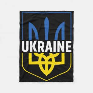 Ukraine Trident Pride Coat Of Arms Ukrainian Tryzu Fleece Blanket