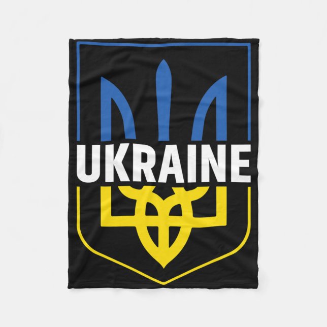 Ukraine Trident Pride Coat Of Arms Ukrainian Tryzu Fleece Blanket (Front)
