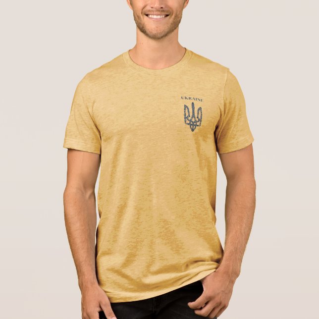 UKRAINE. Trident. Stand with Ukraine. Tri-Blend Shirt (Front)