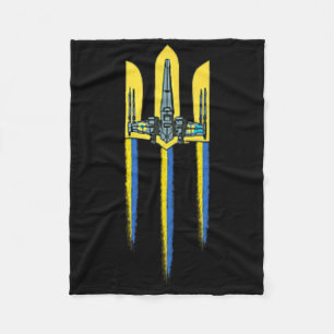 Ukraine Trident Tryzub Symbol Crest Ukrainian Logo Fleece Blanket