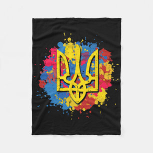 Ukraine Trident Tryzub Ukrainian Men Women Kids  Fleece Blanket