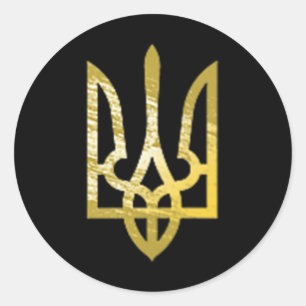 Ukraine Trident Tryzub Zelensky Military Olive Gre Classic Round Sticker