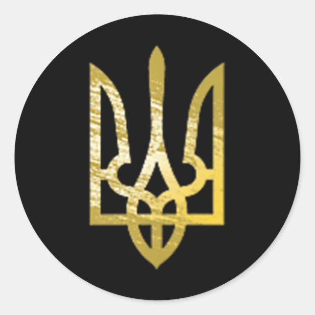 Ukraine Trident Tryzub Zelensky Military Olive Gre Classic Round Sticker (Front)