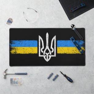 Ukraine Trident - Ukraine Flag Symbol Desk Mat