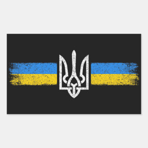 Ukraine Trident - Ukraine Flag Symbol Rectangular Sticker