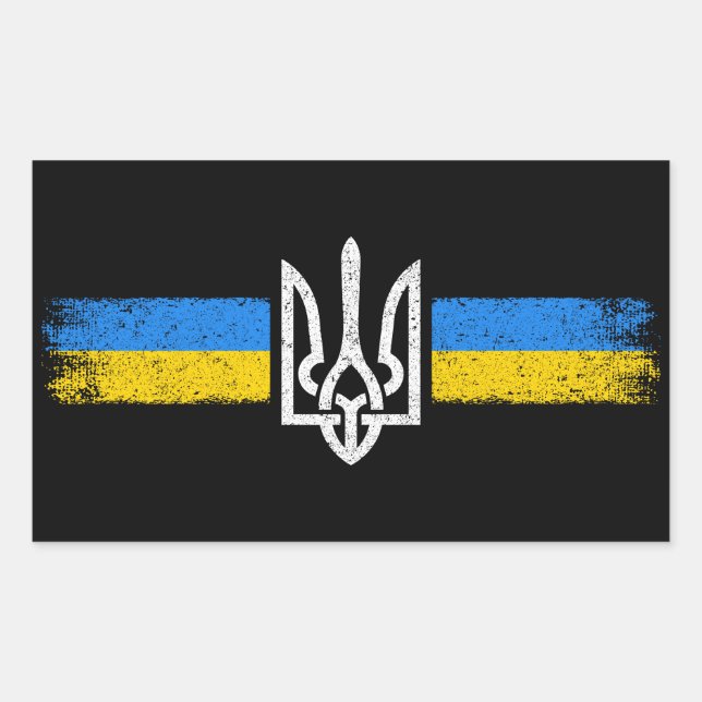 Ukraine Trident - Ukraine Flag Symbol Rectangular Sticker (Front)