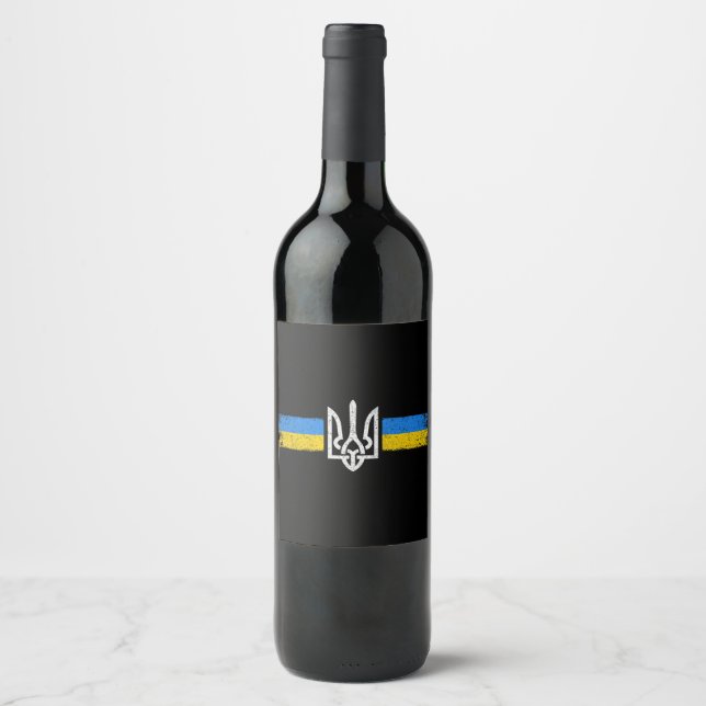 Ukraine Trident - Ukraine Flag Symbol Wine Label (Front)