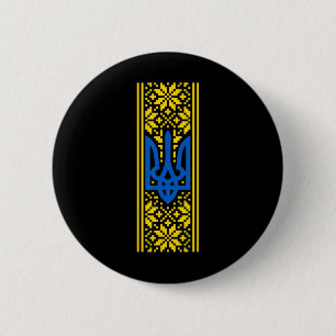 Ukraine Trident Vyshyvanka Costume President Zelen 6 Cm Round Badge
