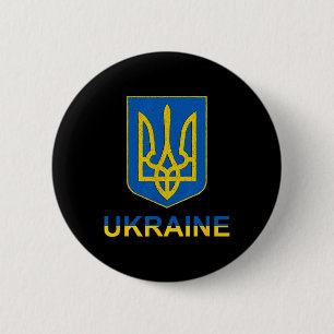 Ukraine Tryzub Emblem Shield Design National Color 6 Cm Round Badge