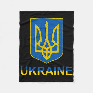 Ukraine Tryzub Emblem Shield Design National Color Fleece Blanket