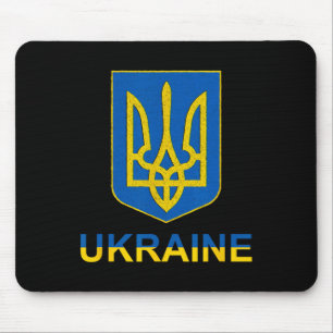 Ukraine Tryzub Emblem Shield Design National Color Mouse Mat