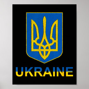 Ukraine Tryzub Emblem Shield Design National Color Poster