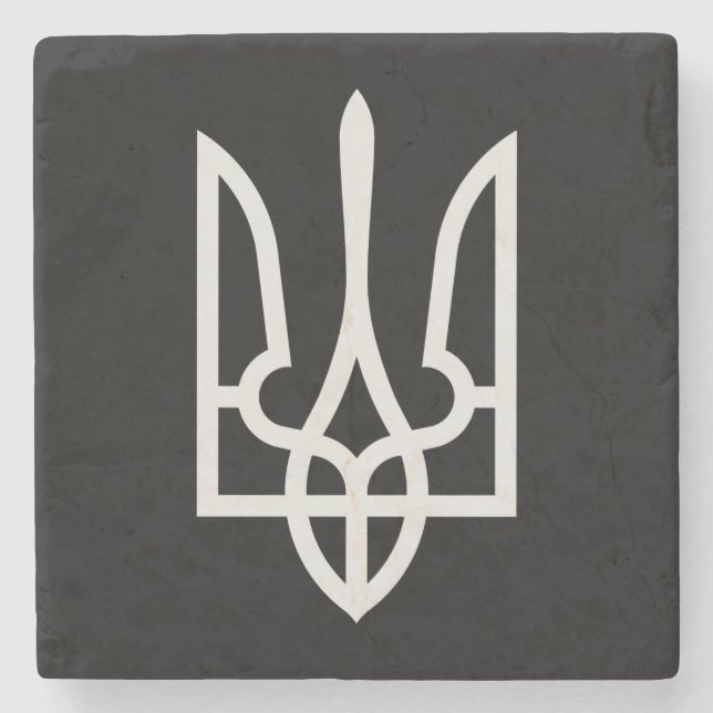 Ukraine Tryzub Stone Coaster (Front)