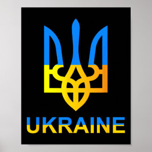 Ukraine Tryzub Trident Bold Modern Flag Style Grap Poster