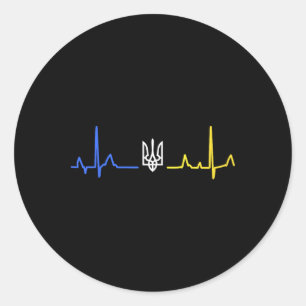 Ukraine Tryzub Trident Zelensky Ukrainian Flag Hea Classic Round Sticker