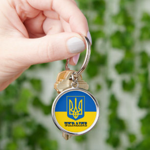 Ukraine, Tryzub, Ukrainian Flag / Coat of Arms Key Ring