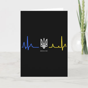 Ukraine Tryzub Ukrainian Flag Trident Zelensky Hea Card