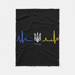 Ukraine Tryzub Ukrainian Flag Trident Zelensky Hea Fleece Blanket