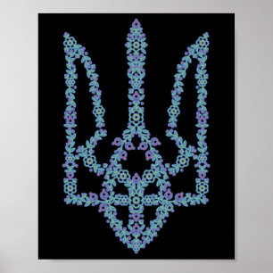 Ukraine Tryzub Ukrainian Flower Fashionable Triden Poster
