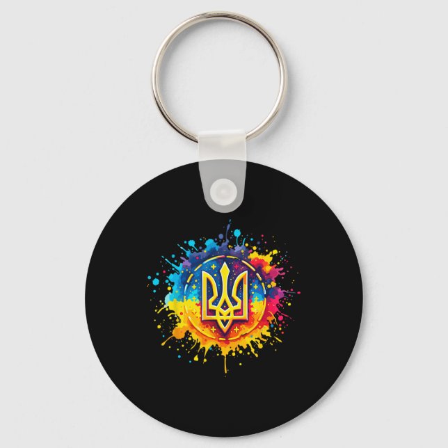Ukraine Tryzub Ukrainian Trident  Key Ring (Front)