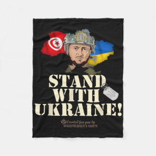 Ukraine Tunisia Flags Zelensky Stand With Ukraine Fleece Blanket