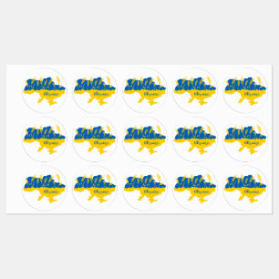 Ukraine typography and wheat ear on Ukrainian flag