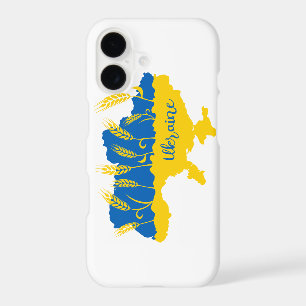 Ukraine typography and wheat ear on Ukrainian flag