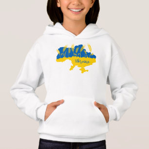 Ukraine typography and wheat ear on Ukrainian flag