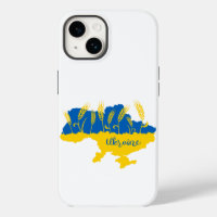 Ukraine typography and wheat ear on Ukrainian flag