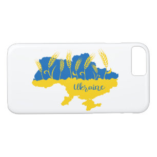 Ukraine typography and wheat ear on Ukrainian flag iPhone 8/7 Case