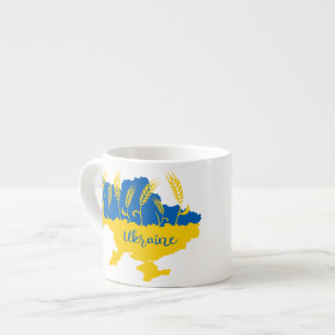 Ukraine typography and wheat ear on Ukrainian flag Espresso Cup