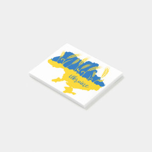 Ukraine typography and wheat ear on Ukrainian flag Post-it Notes