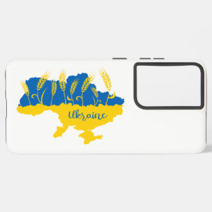 Ukraine typography and wheat ear on Ukrainian flag Samsung Galaxy Case