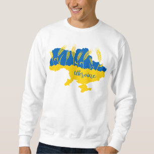 Ukraine typography and wheat ear on Ukrainian flag Sweatshirt