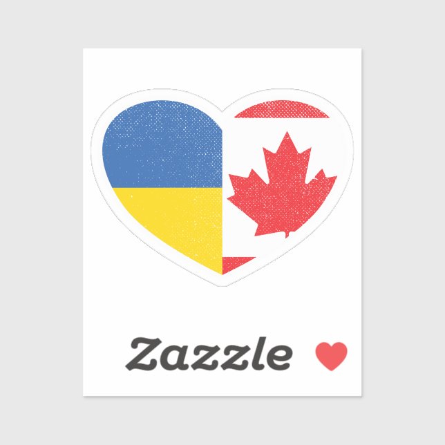 Ukraine Ukrainian Canada Canadian Heart Love Flag (Sheet)