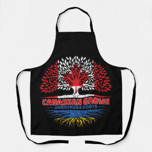 Ukraine Ukrainian Canadian Canada Tree Roots Flag Apron