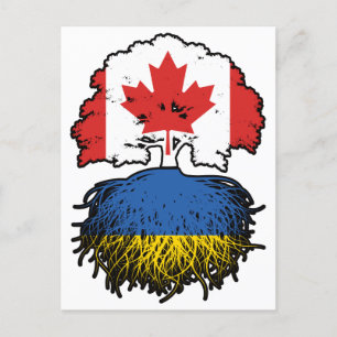 Ukraine Ukrainian Canadian Canada Tree Roots Flag Postcard