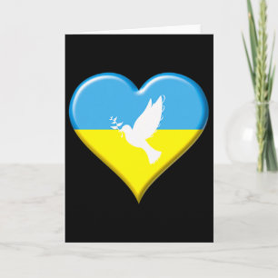 Ukraine Ukrainian Flag Heart Peace Dove Support Di Card