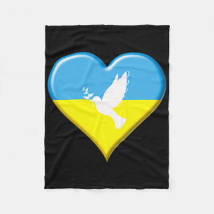 Ukraine Ukrainian Flag Heart Peace Dove Support Di Fleece Blanket